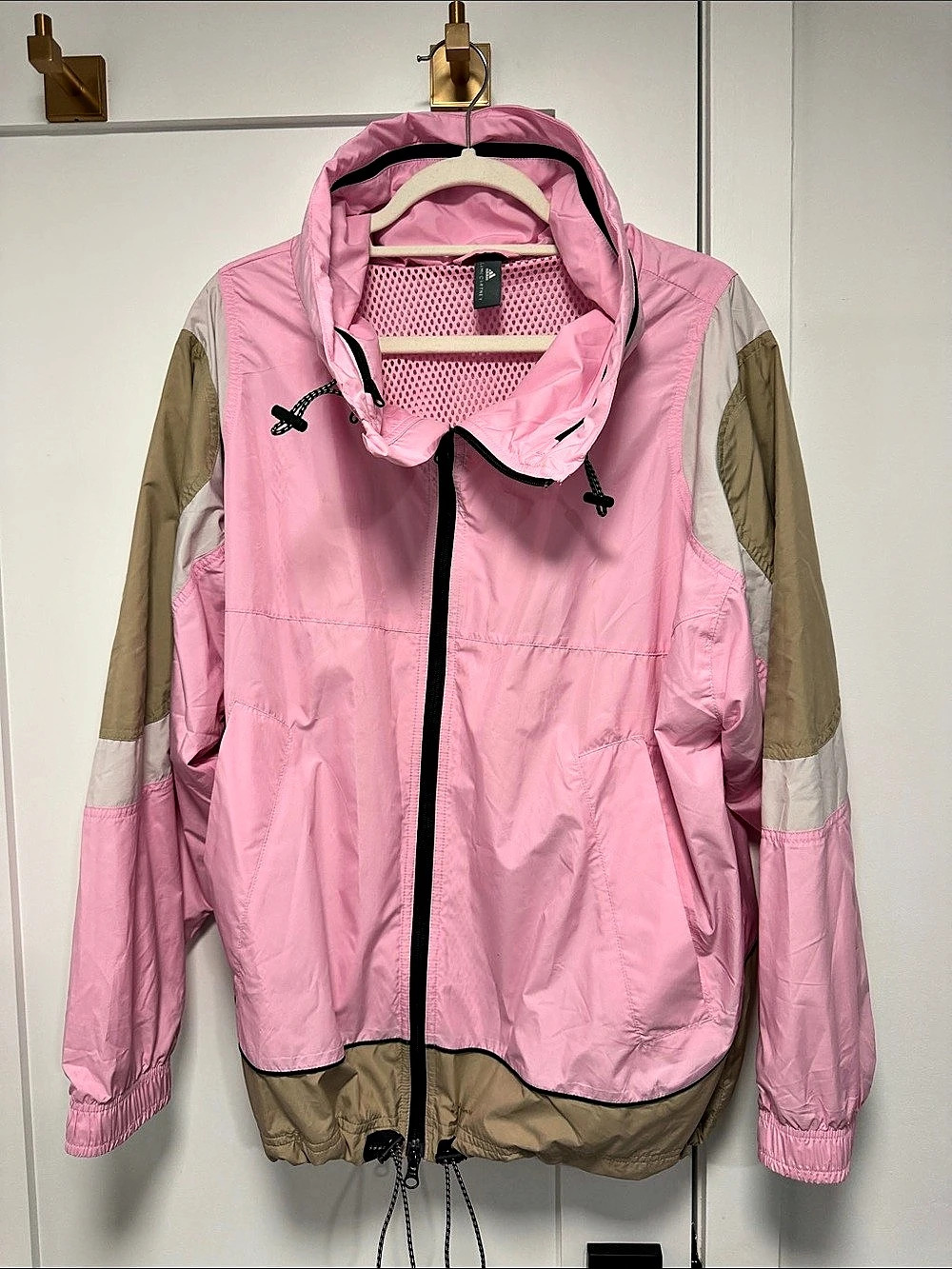adidas by Stella McCartney Woven Track Top Color Block Windbreaker Pink & Brown